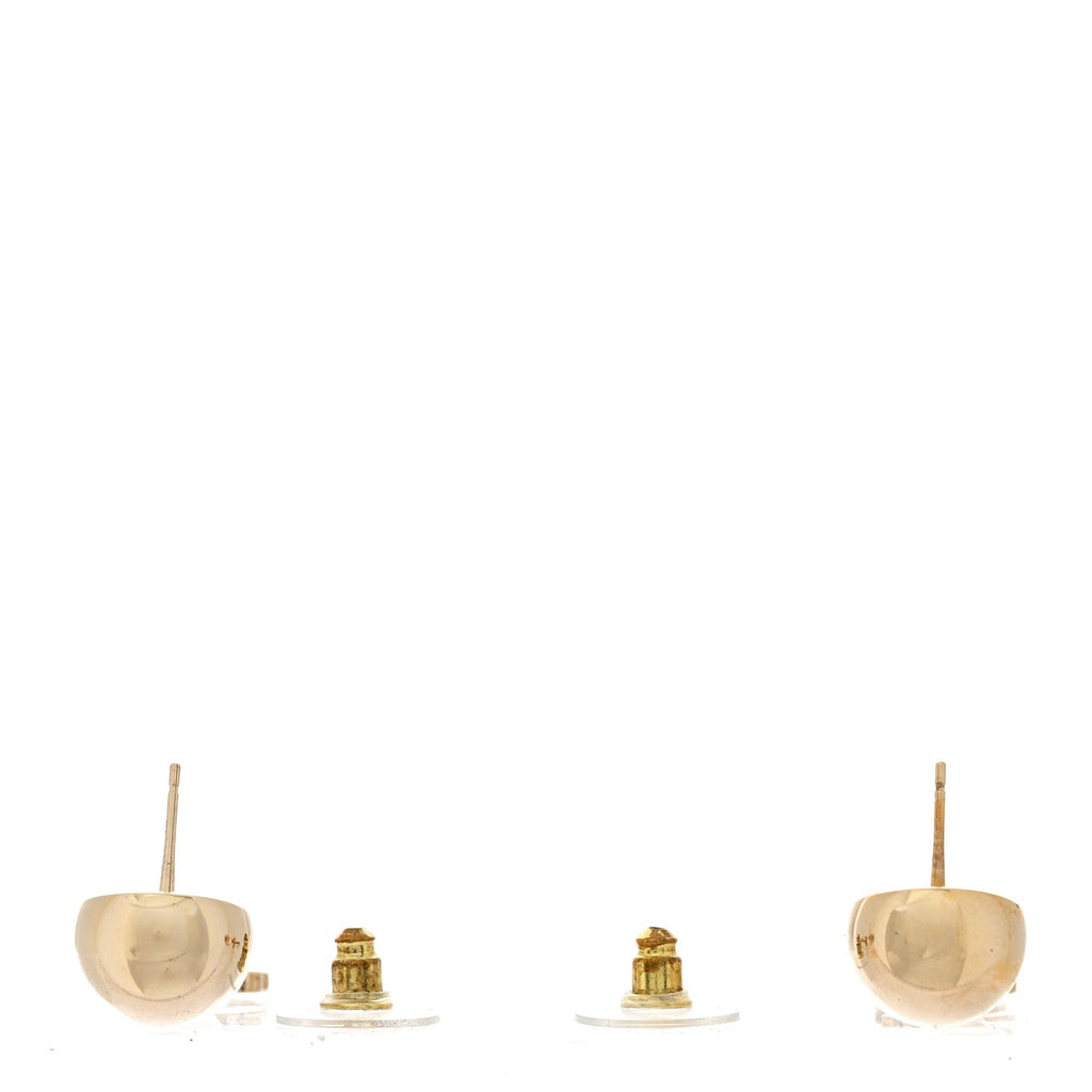 Metal CC Drop Earrings Gold