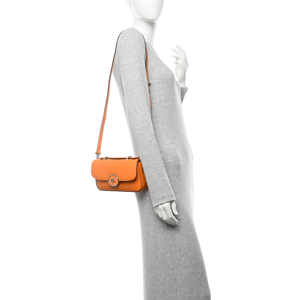 Senna Calfskin Petite GG Top Handle Shoulder Bag Orange