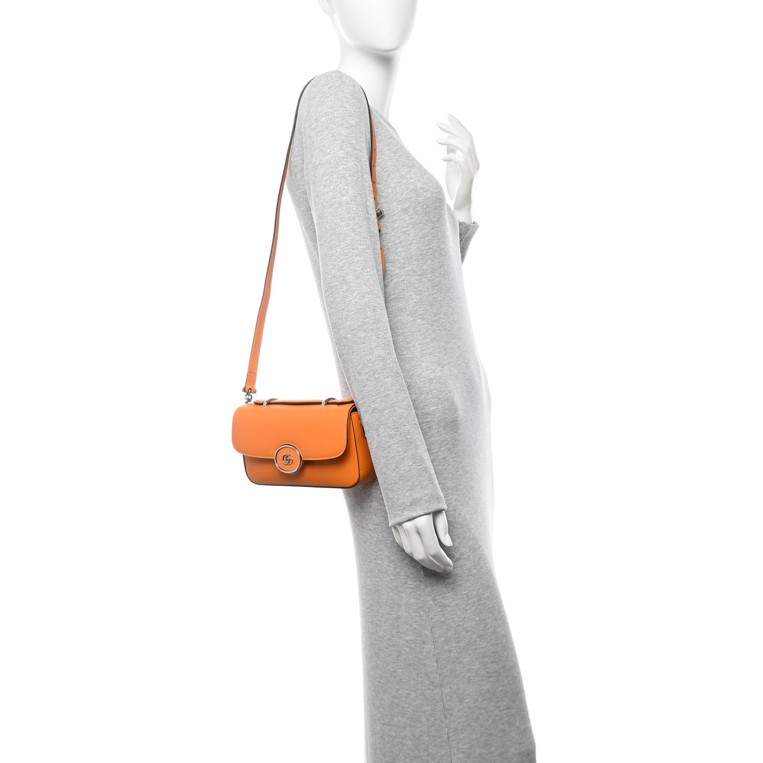 Senna Calfskin Petite GG Top Handle Shoulder Bag Orange