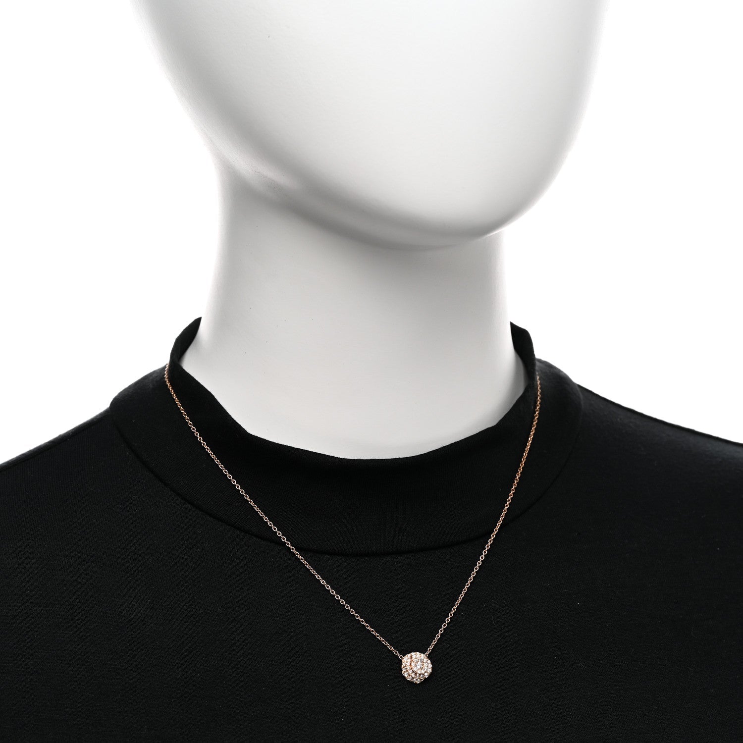 18K Rose Gold Diamond Small Rose Couture Pave Pendant Necklace