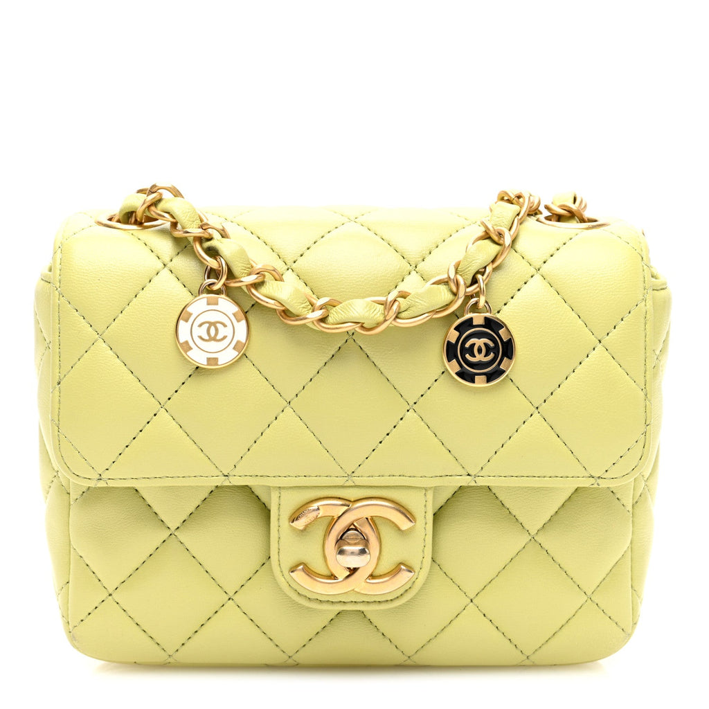 Lambskin Quilted Casino Chips  Green