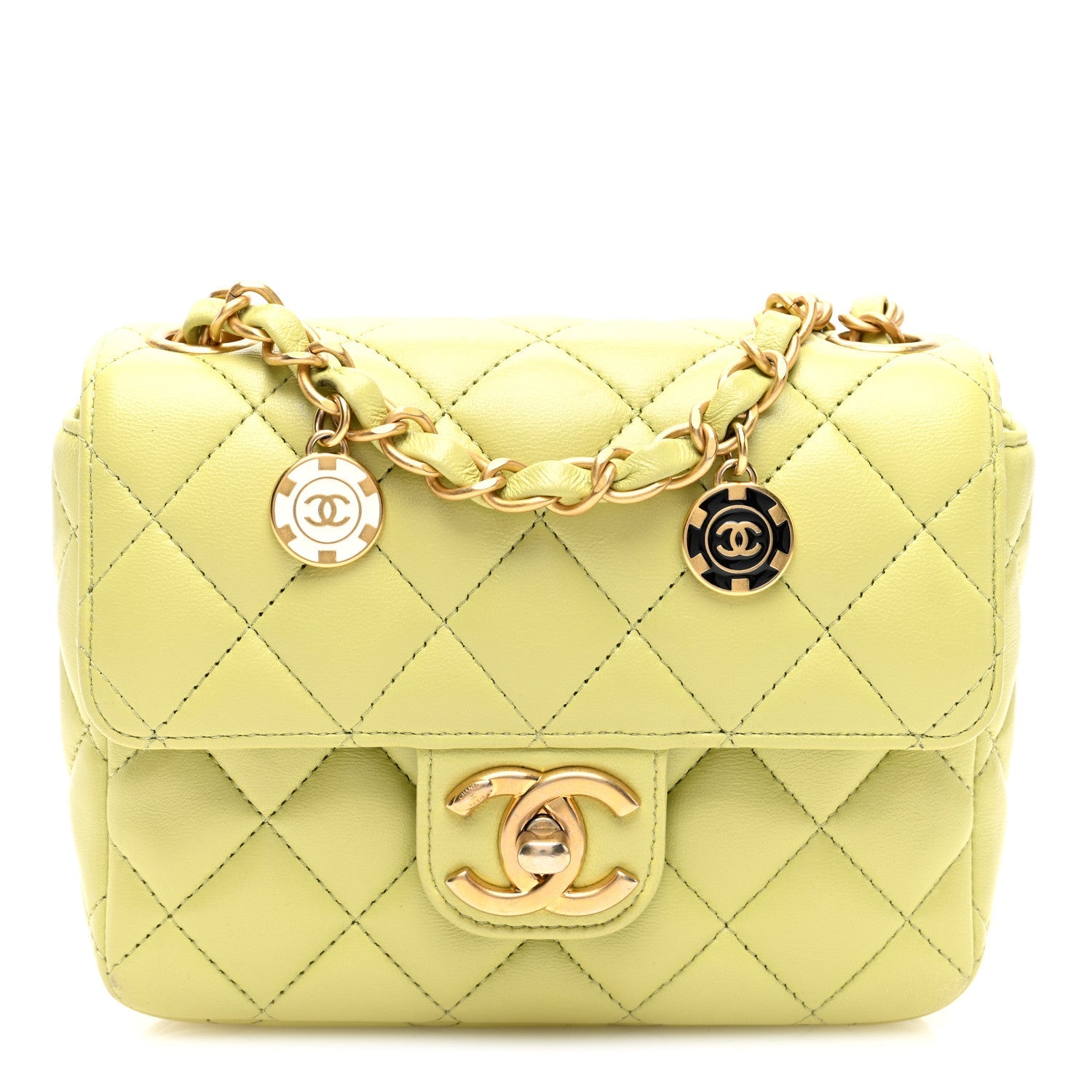 Lambskin Quilted Casino Chips  Green