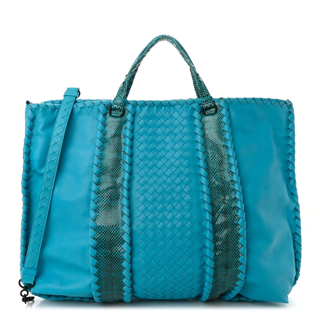Nappa Intrecciato Ayers Convertible Tote Turquoise