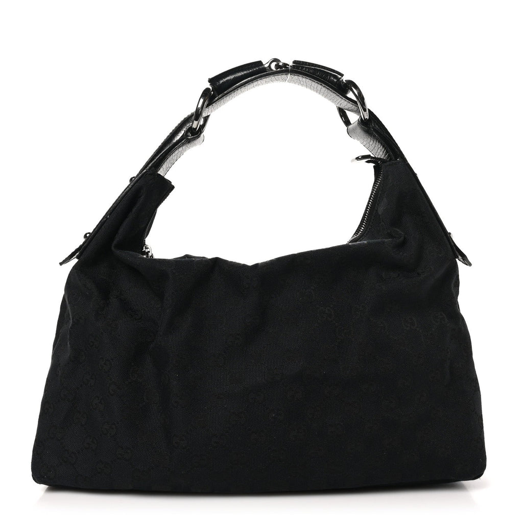 Monogram Medium Horsebit Chain Hobo Black