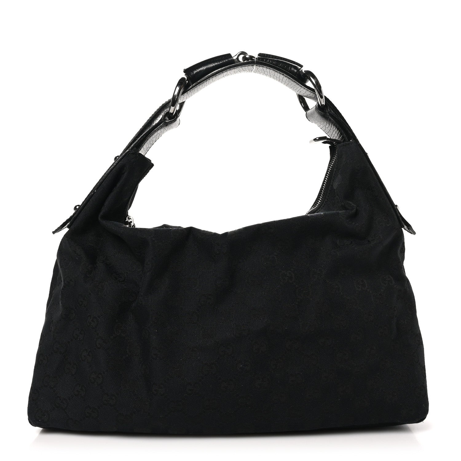 Monogram Medium Horsebit Chain Hobo Black