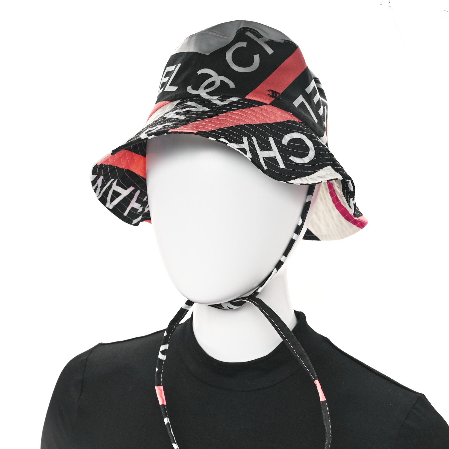Cotton Logo Cloche Hat S Ecru Black Pink
