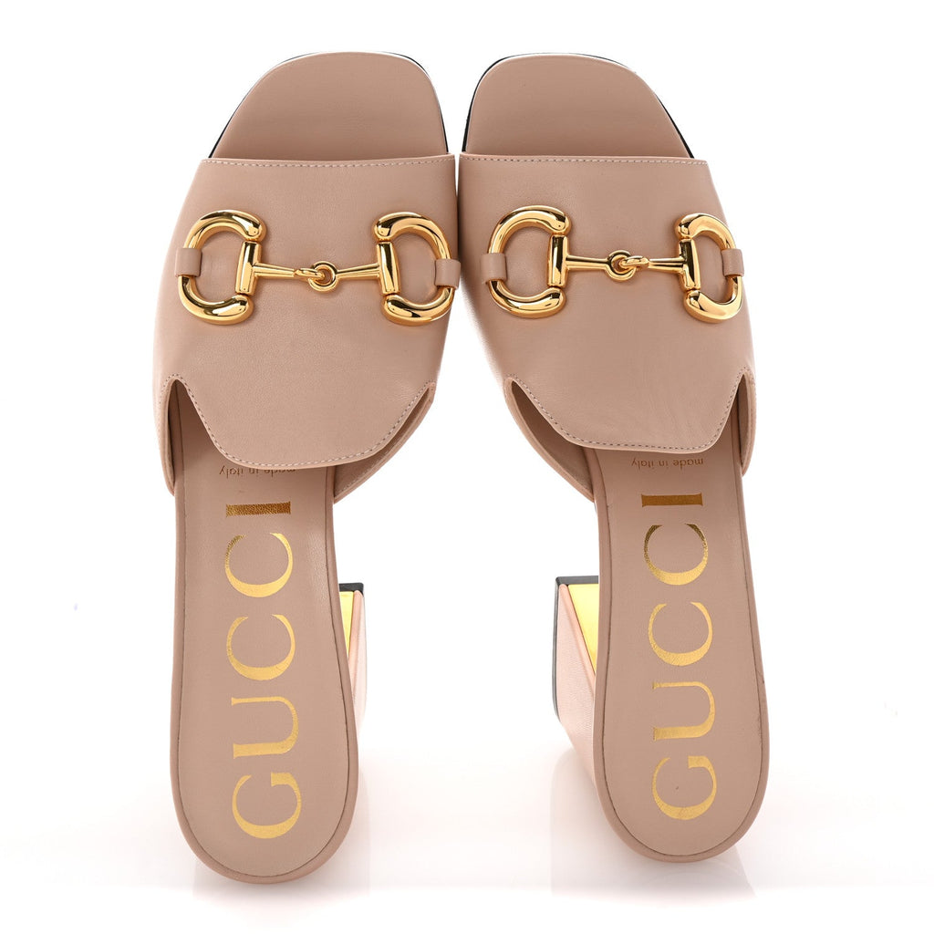 Nappa Horsebit 75mm Slide Sandals 37 Skin Rose