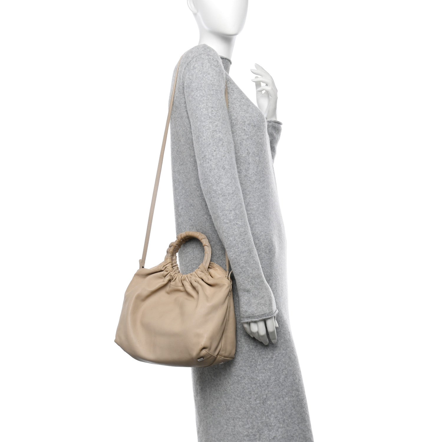 Calfskin Medium Double Circle Bag Eggshell