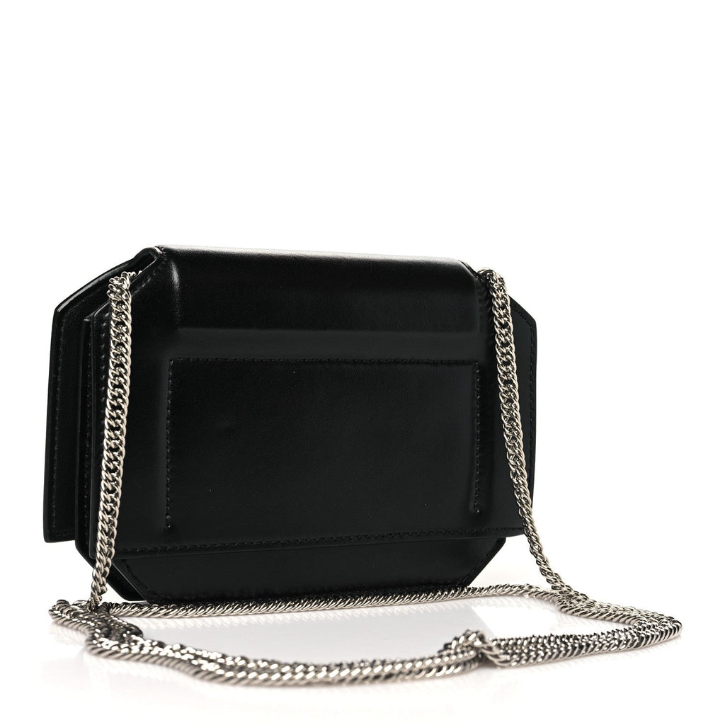 Calfskin Bow Cut Chain Wallet Black