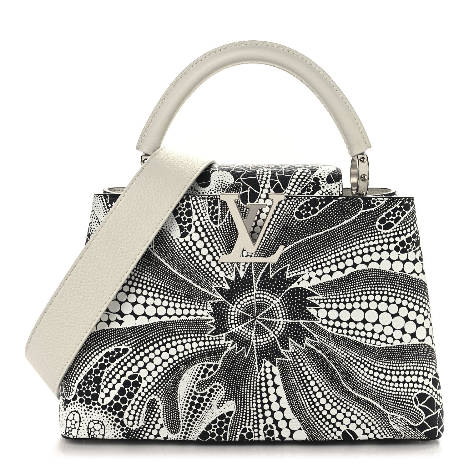 LV X YK Taurillon Psychedelic Capucines MM Black White