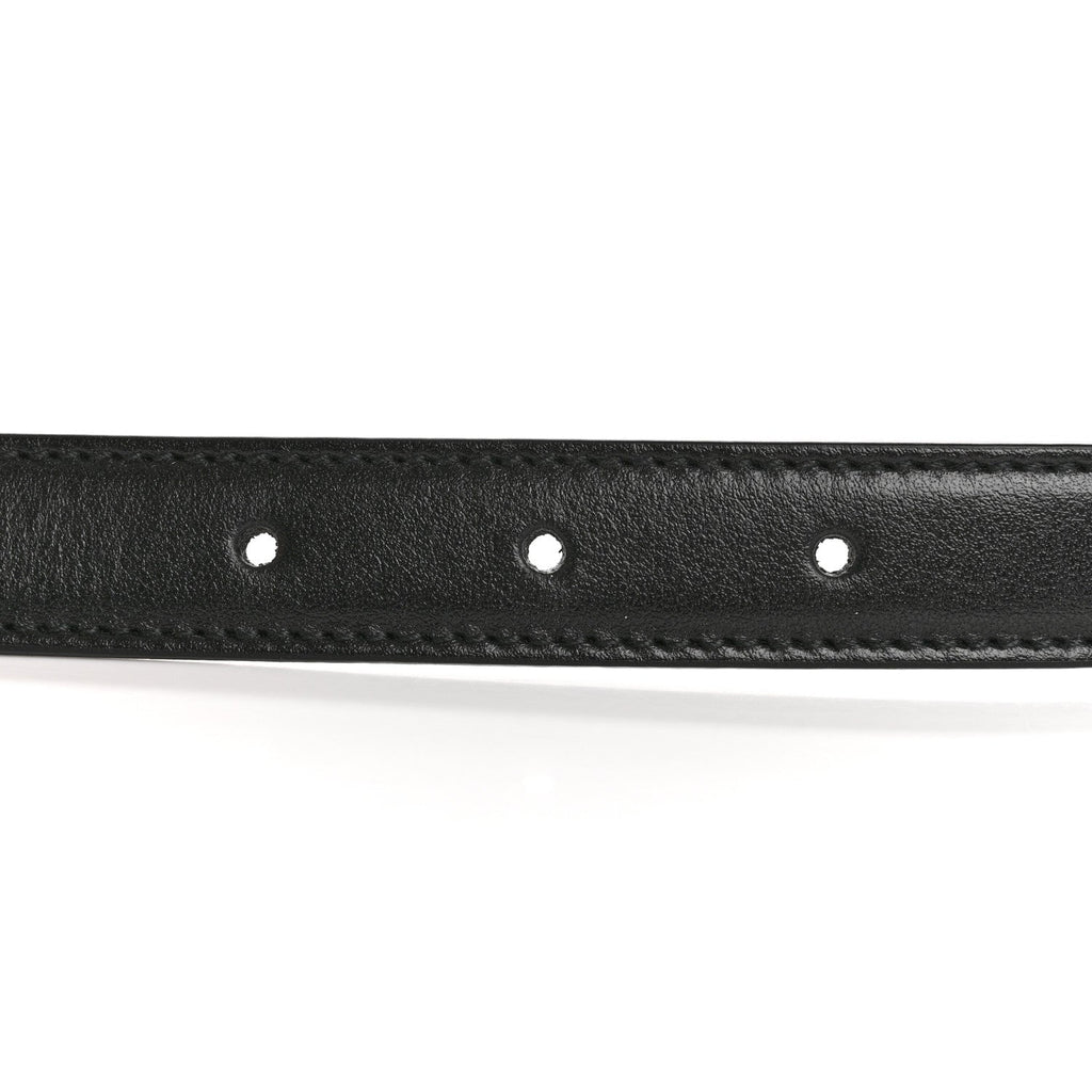 Calfskin Crystal Logo Thin Belt 80 32 Black