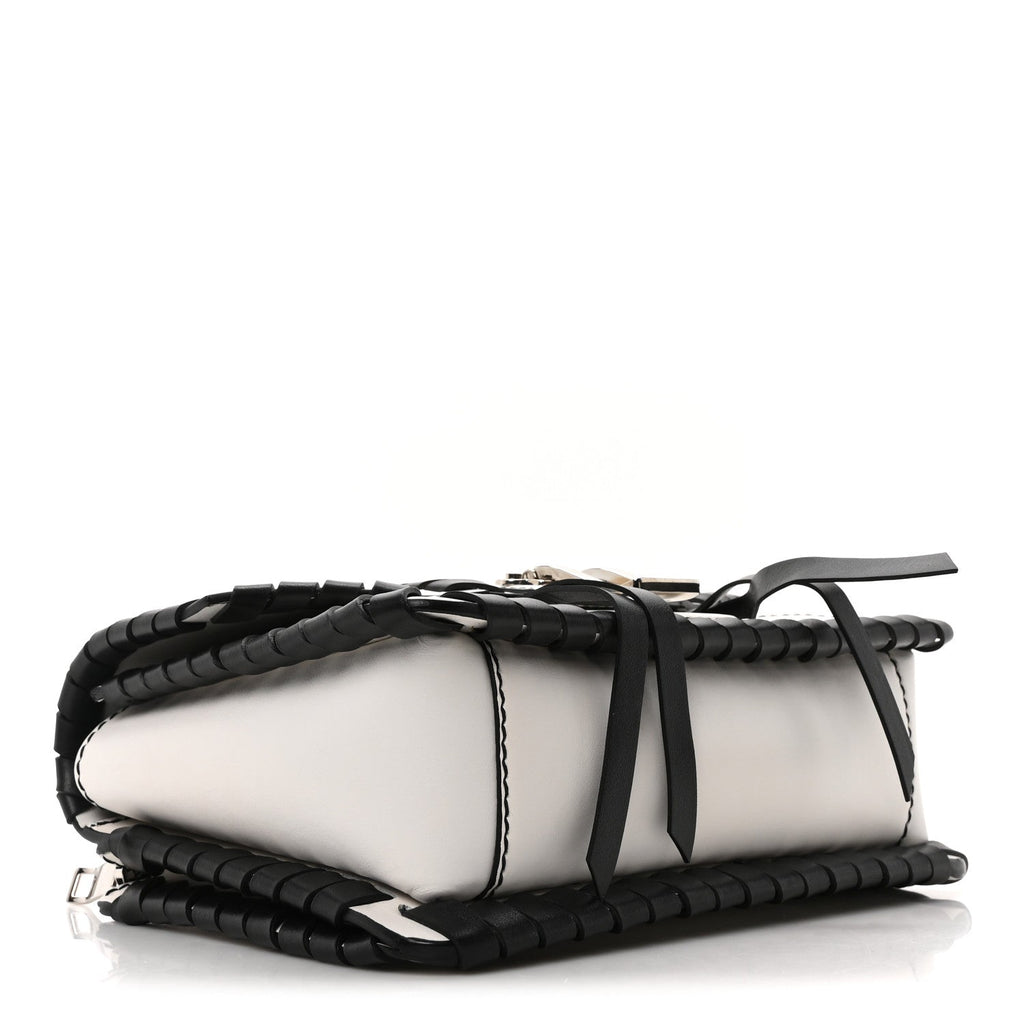 Calfskin Hava Whipstitch Shoulder Bag White Black