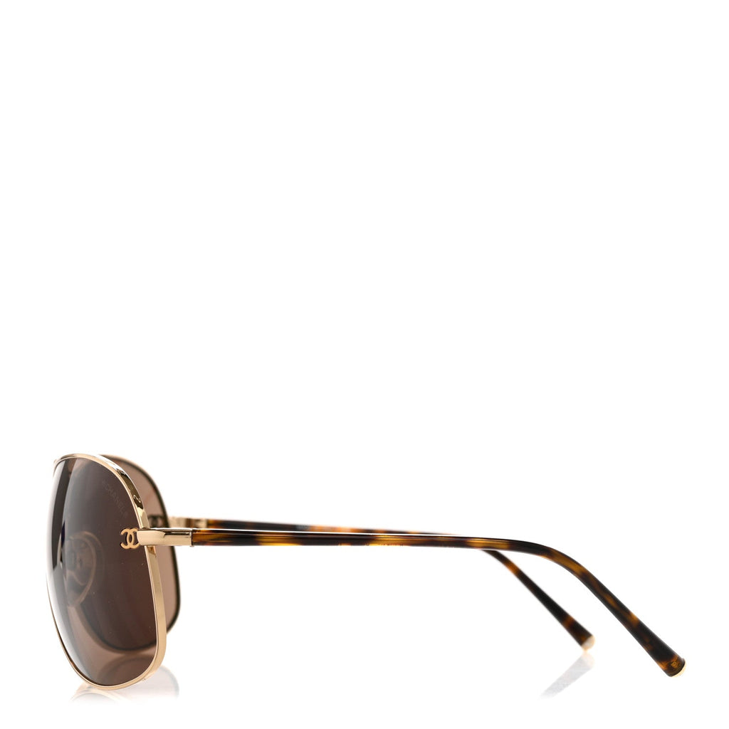 Metal CC Aviator Sunglasses 4193 Gold Havana