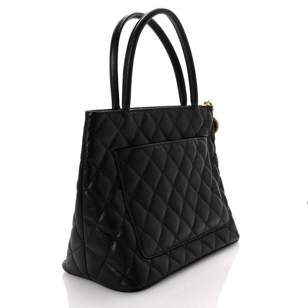 Caviar Quilted Medallion Tote Black