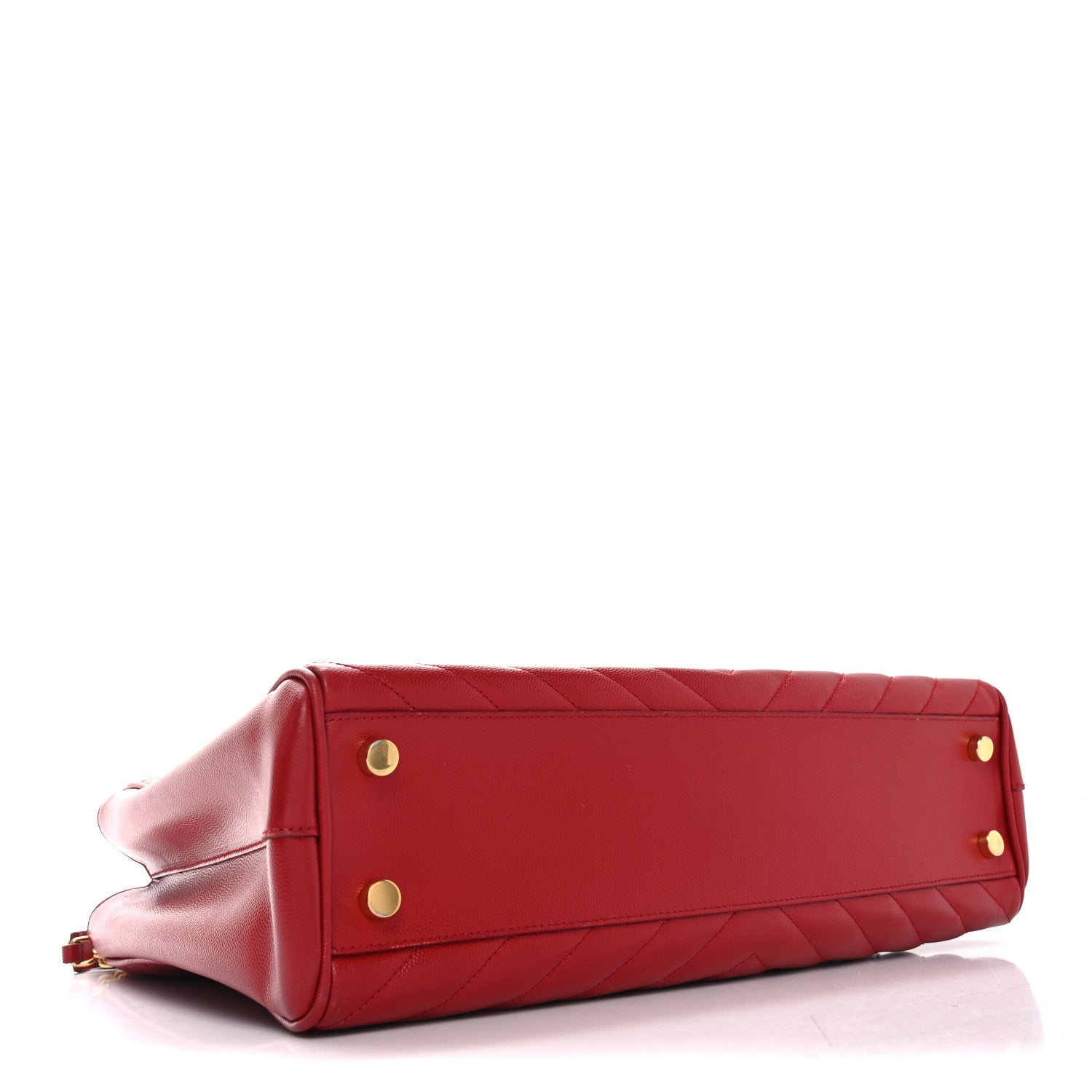 Grain De Poudre Matelasse Chevron Large Monogram Shopping Bag Red