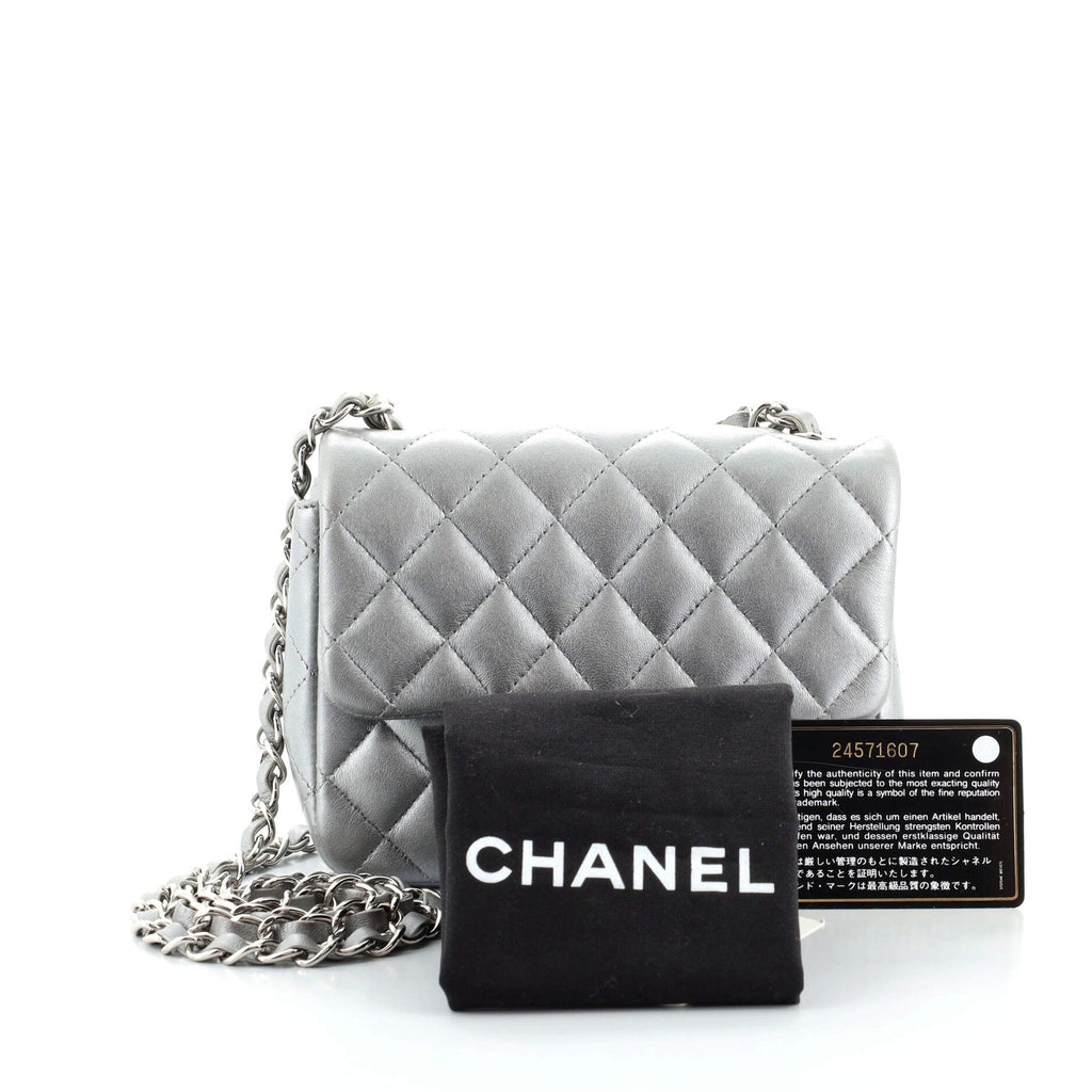 Square Classic Single Flap Bag Quilted Metallic Lambskin Mini