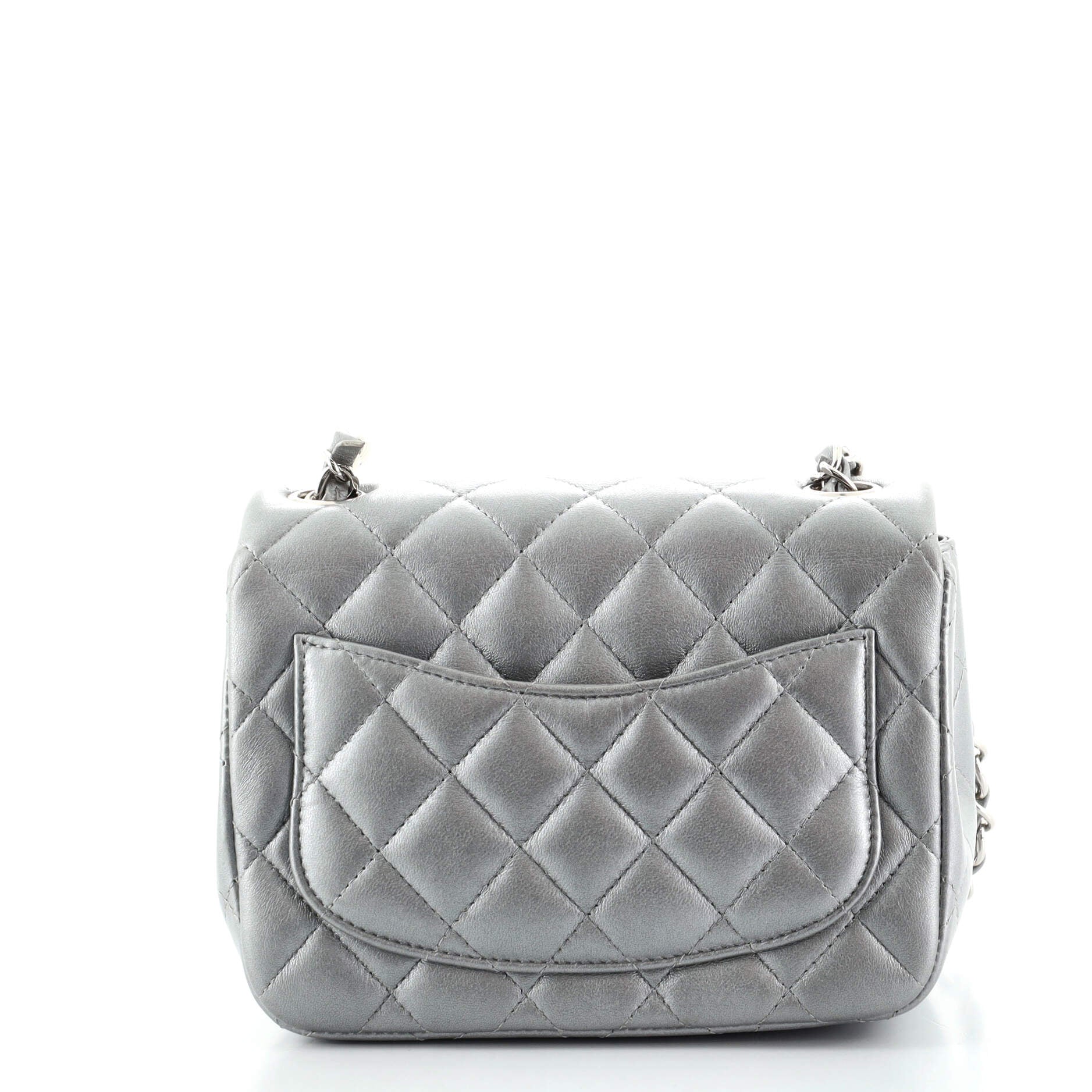 Square Classic Single Flap Bag Quilted Metallic Lambskin Mini