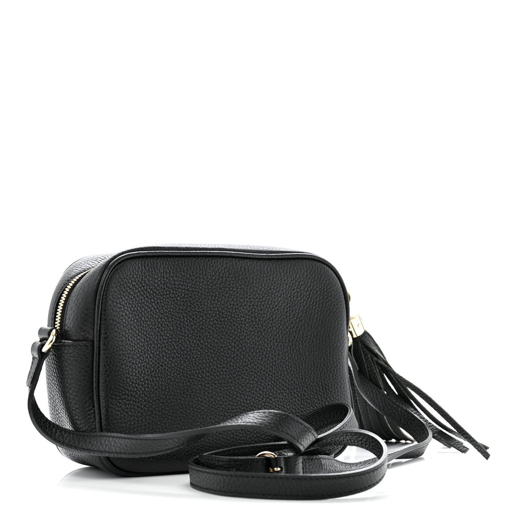 Pebbled Calfskin Small Soho Disco Bag Black