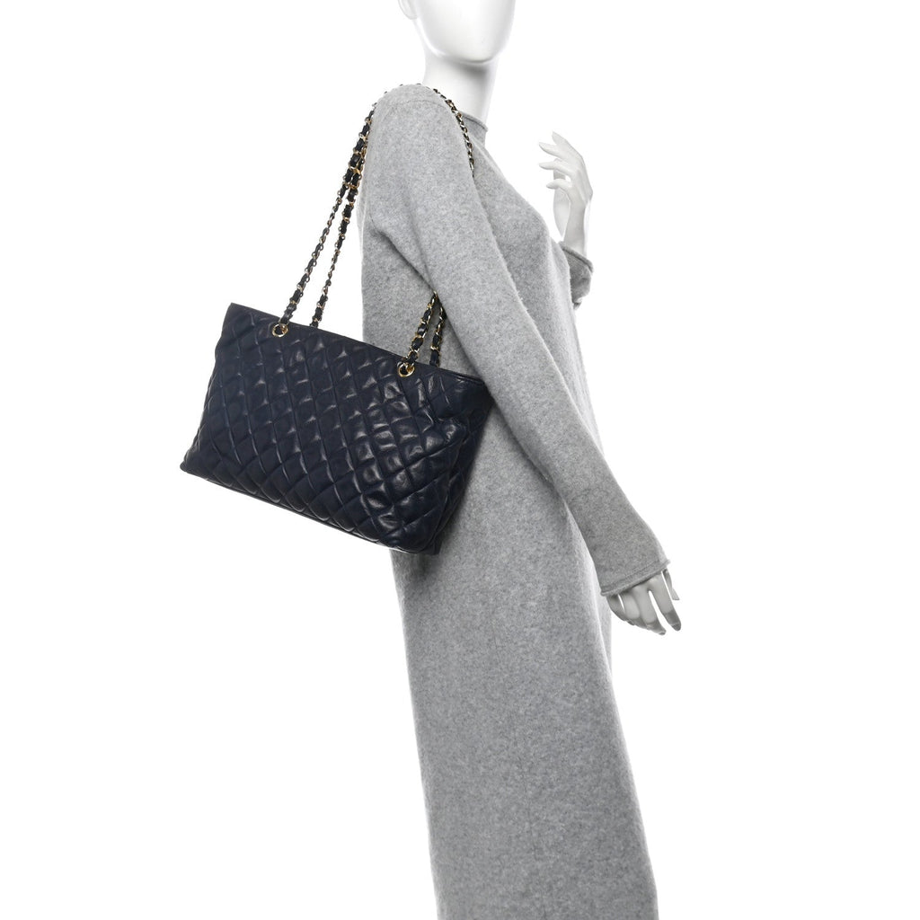 Lambskin Quilted Shoulder Bag Navy
