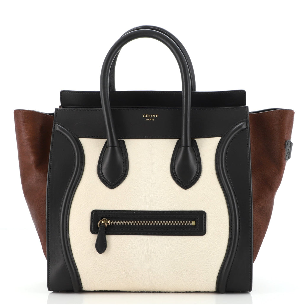 Tricolor Luggage Bag Pony Hair and Leather Mini