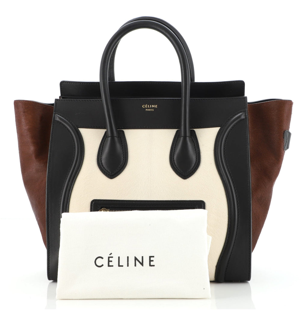 Tricolor Luggage Bag Pony Hair and Leather Mini