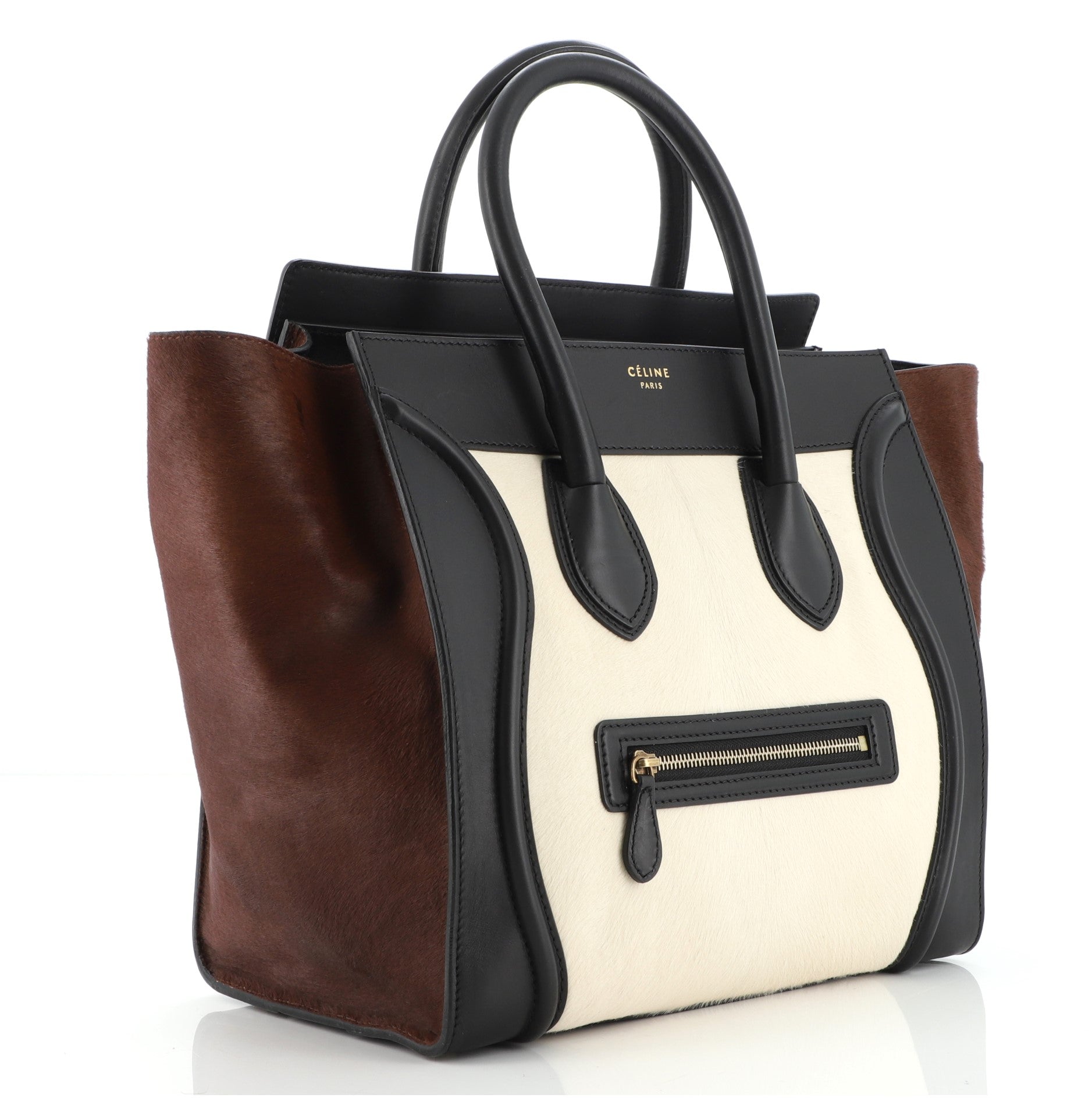 Tricolor Luggage Bag Pony Hair and Leather Mini