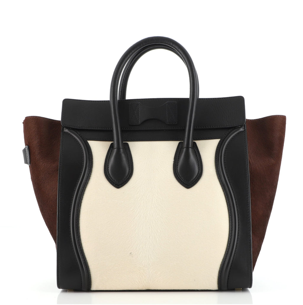 Tricolor Luggage Bag Pony Hair and Leather Mini