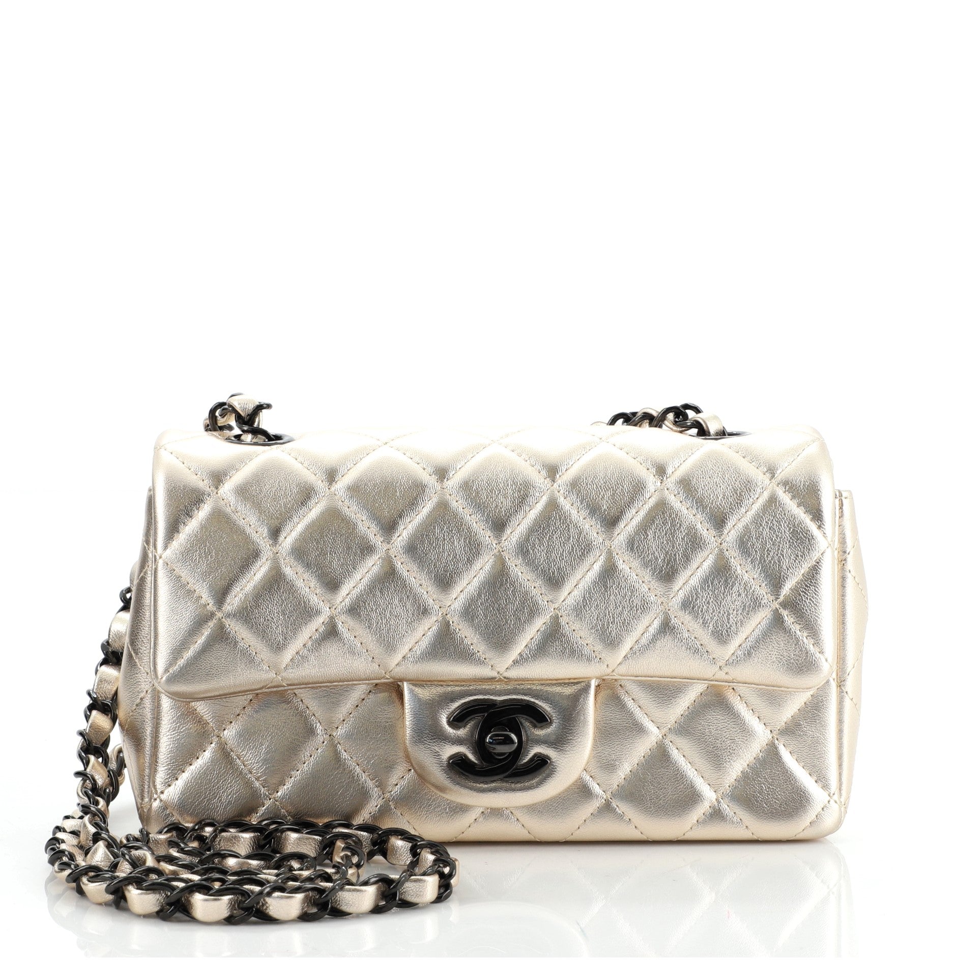 Classic Single Flap Bag Quilted Metallic Lambskin Mini