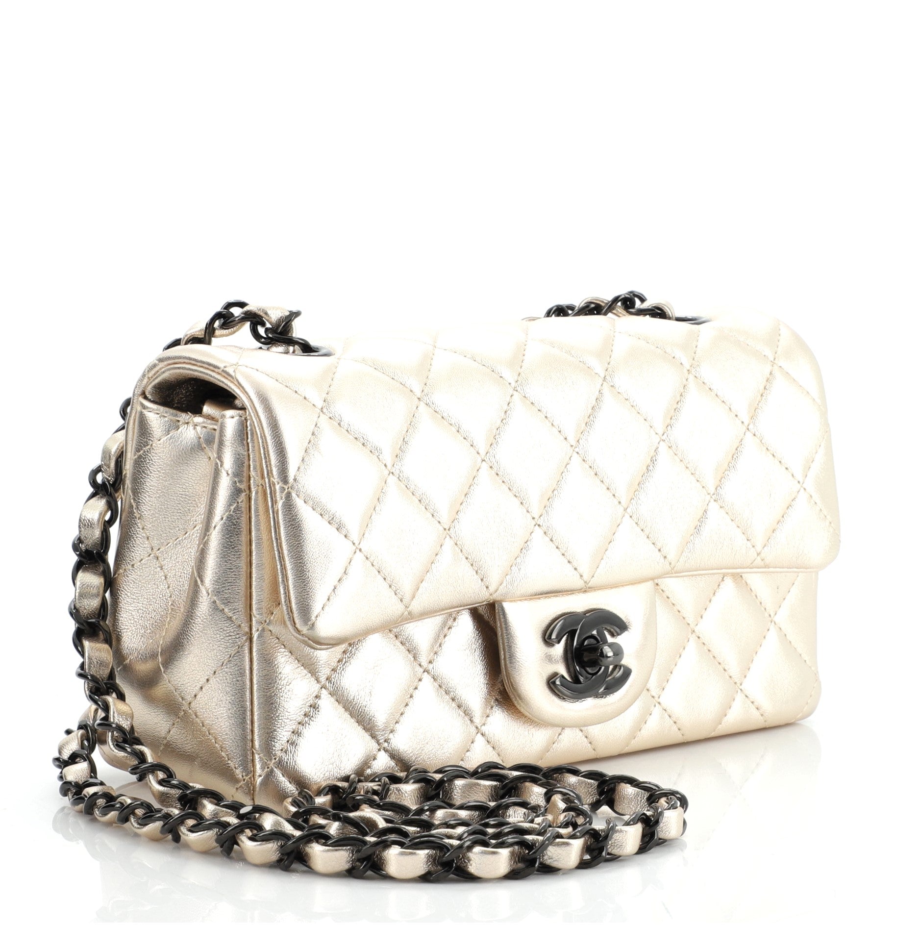 Classic Single Flap Bag Quilted Metallic Lambskin Mini