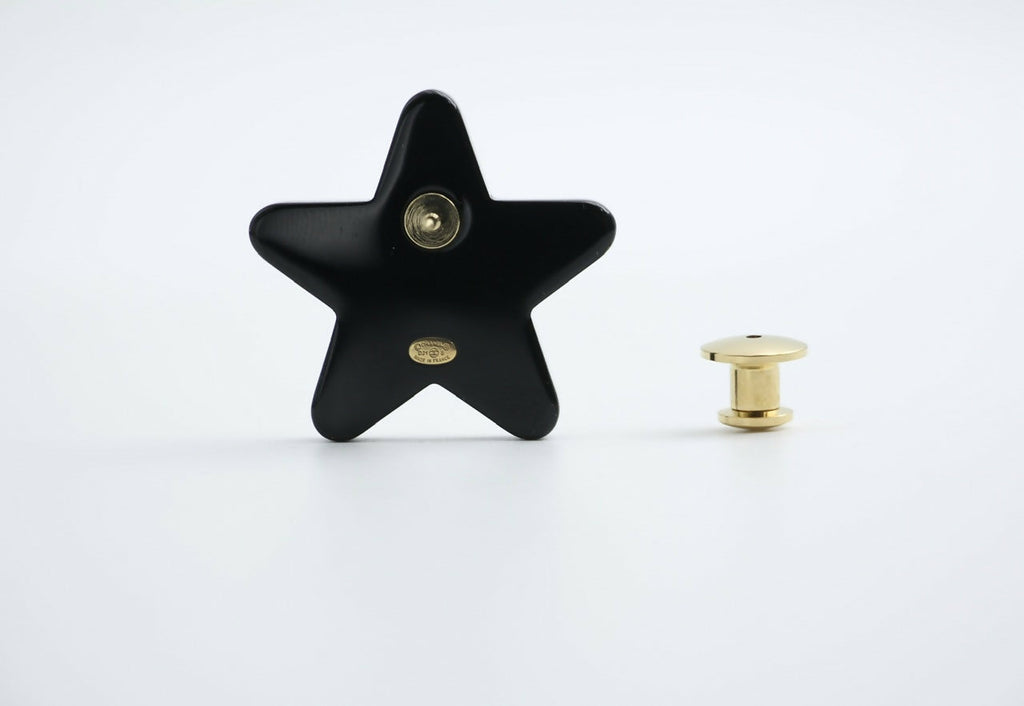 Chanel D21S Resin Black Gold Star Brooch