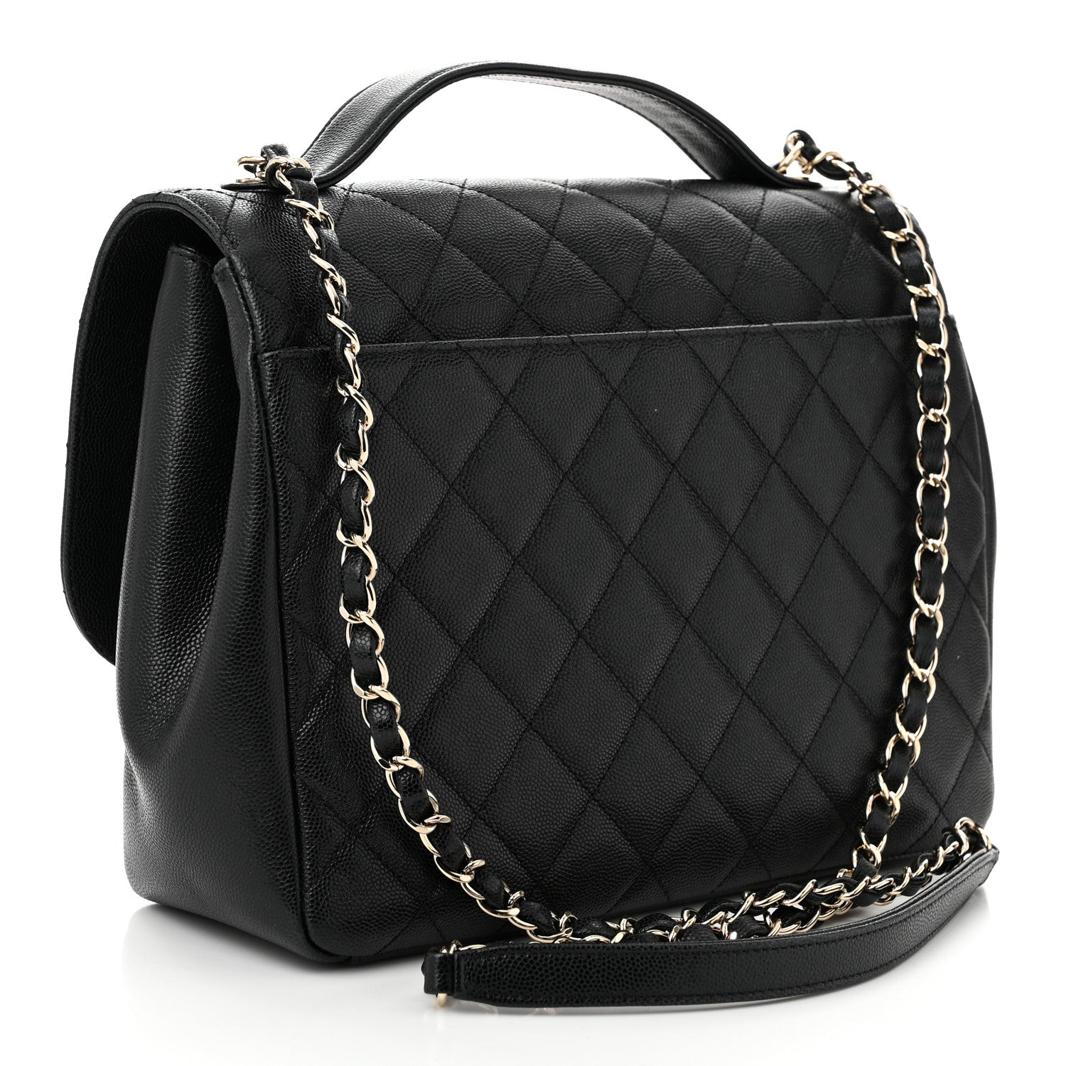Caviar Quilted Large Business Affinity Flap Black