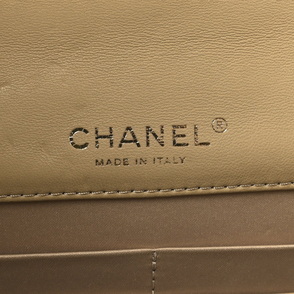 Lambskin Quilted Golden Class Wallet on Chain WOC Beige
