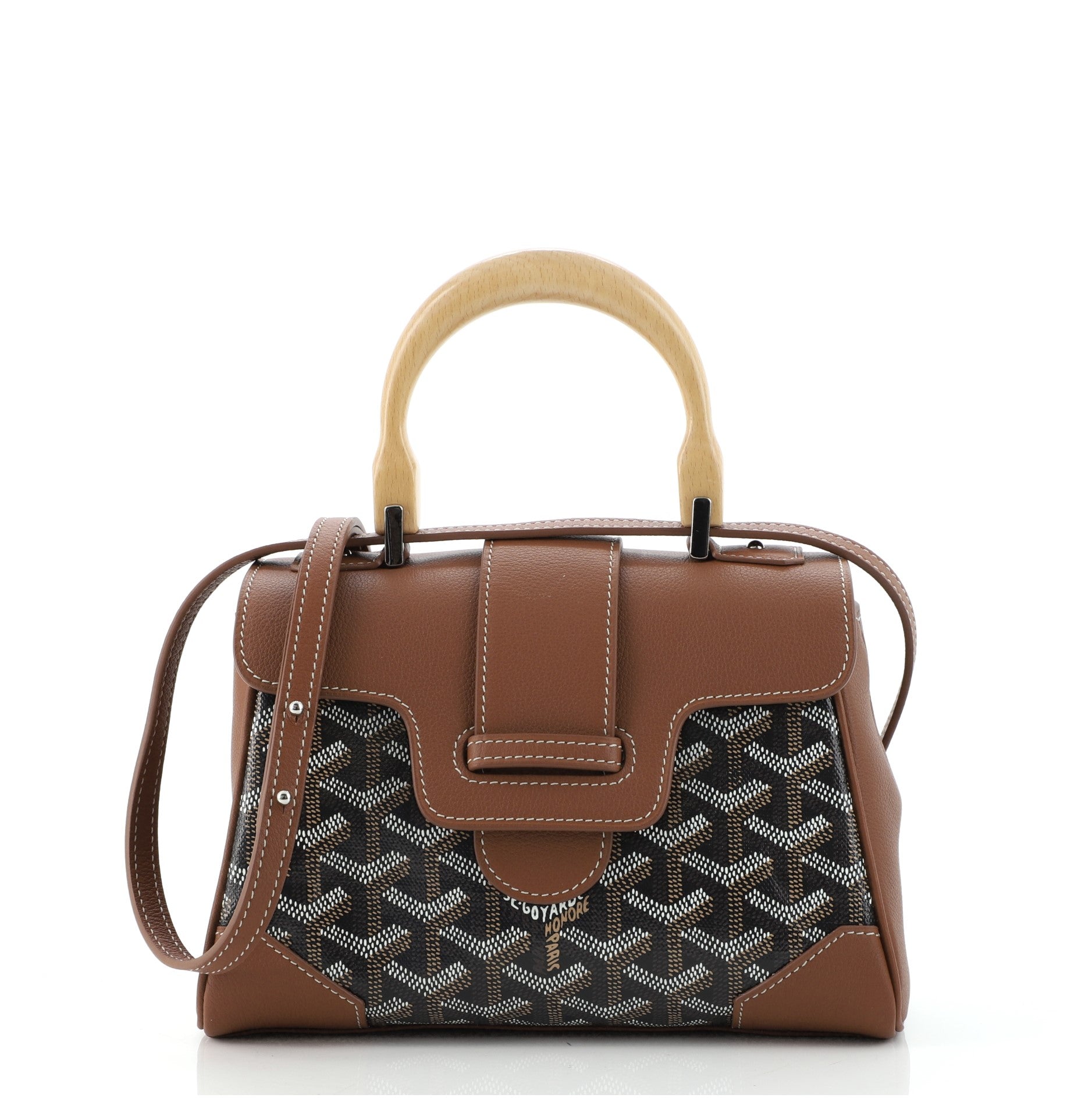 Saigon Top Handle Bag Coated Canvas with Leather Mini