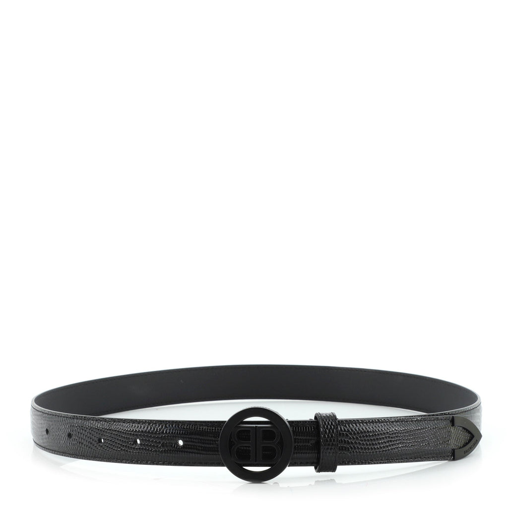 Circle BB Round Belt Lizard Embossed Leather Thin 85