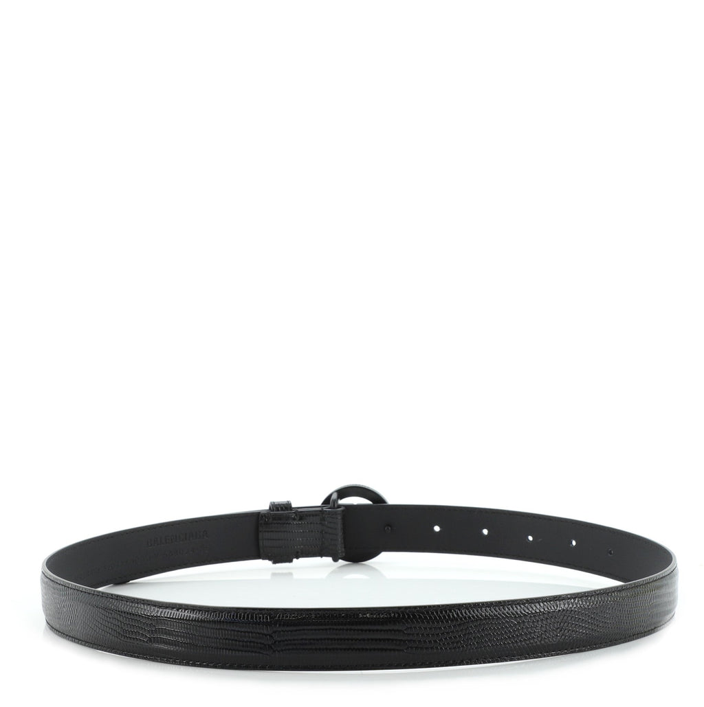 Circle BB Round Belt Lizard Embossed Leather Thin 85