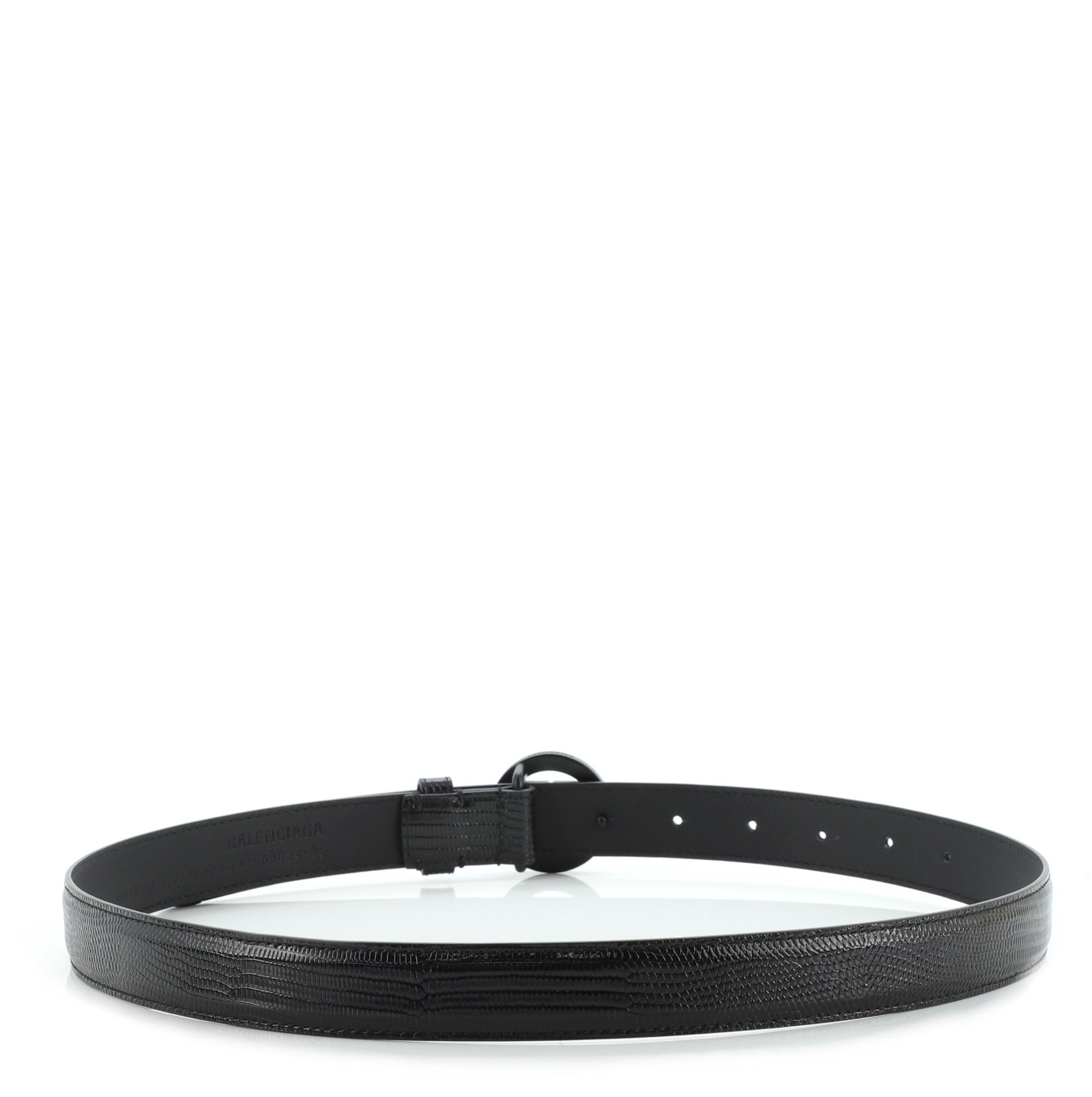 Circle BB Round Belt Lizard Embossed Leather Thin 85
