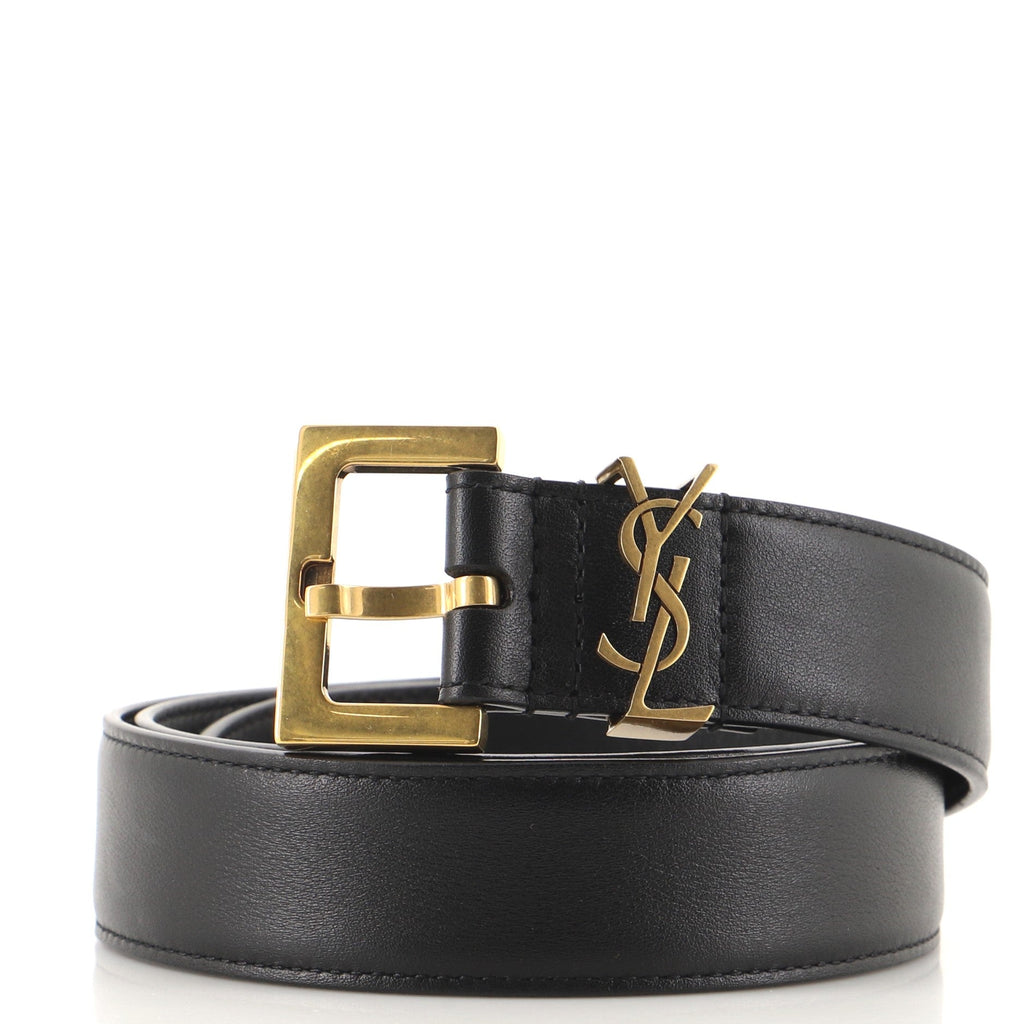 Monogram Square Buckle Belt Leather Medium 85