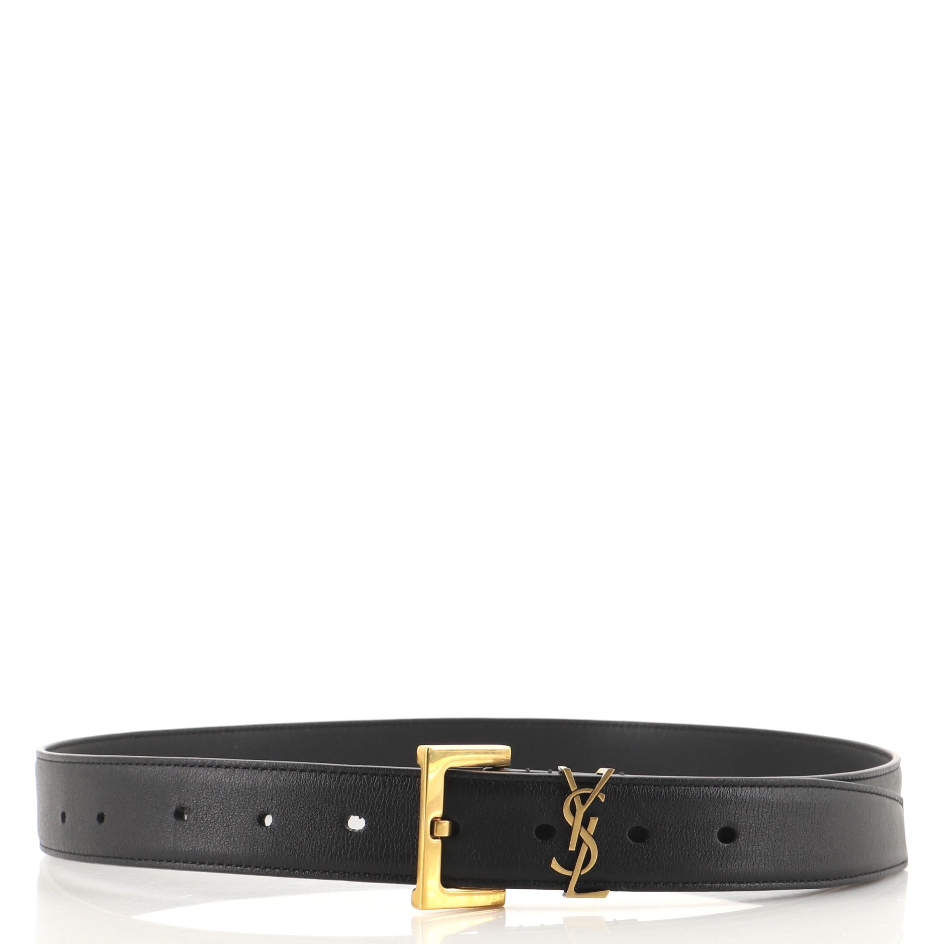 Monogram Square Buckle Belt Leather Medium 85