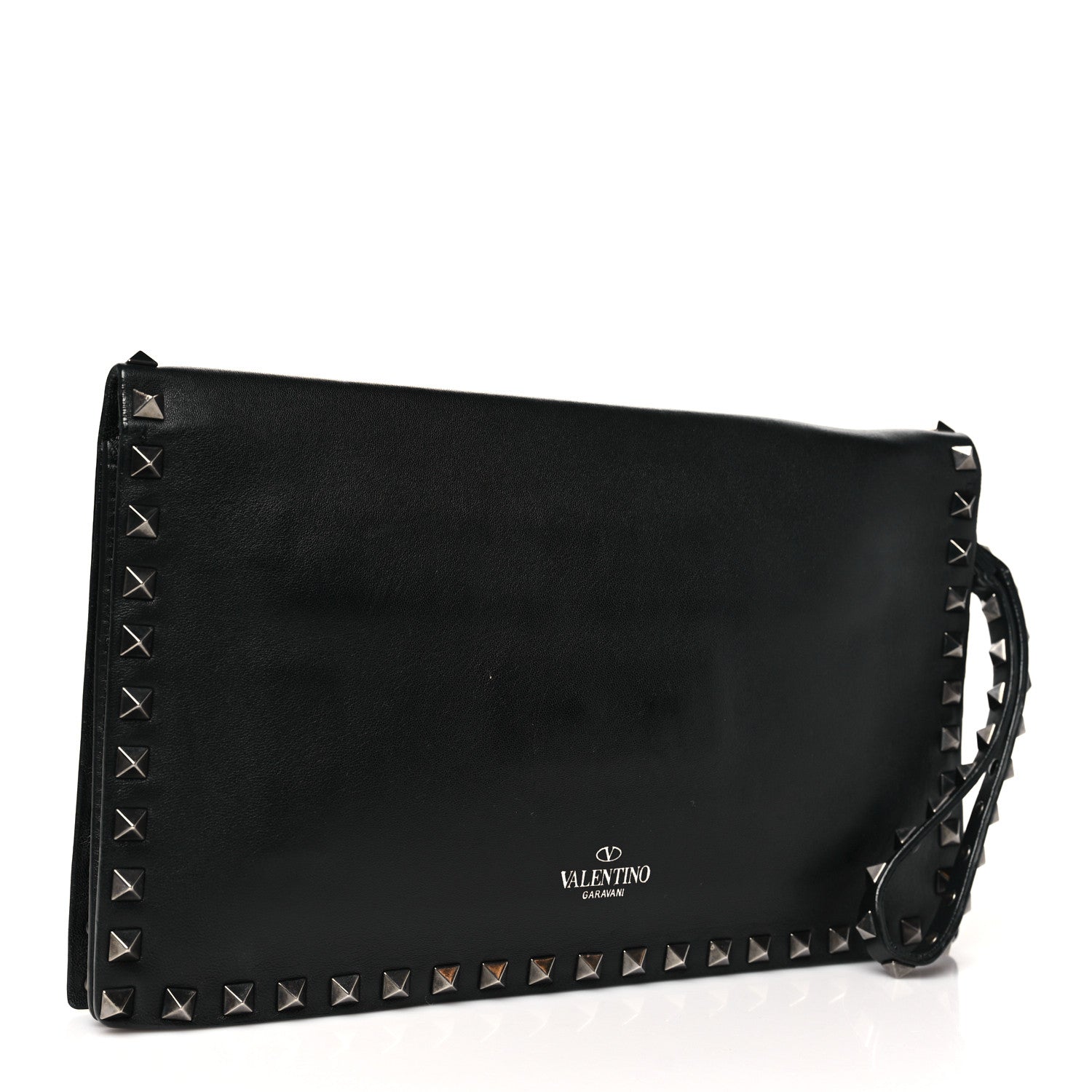 Nappa Rockstud Wristlet Clutch Black
