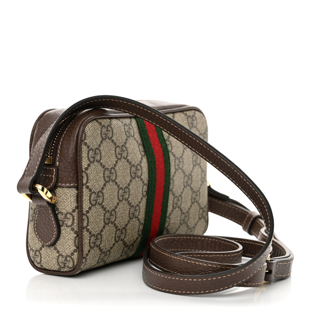 GG Supreme Monogram Web Mini Ophidia Shoulder Bag Brown