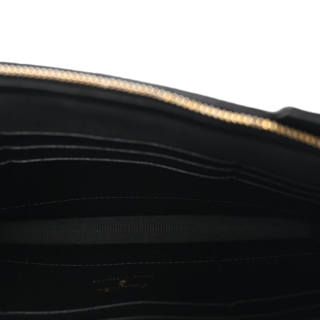 Lambskin Quilted CC Pouch Wristlet Black
