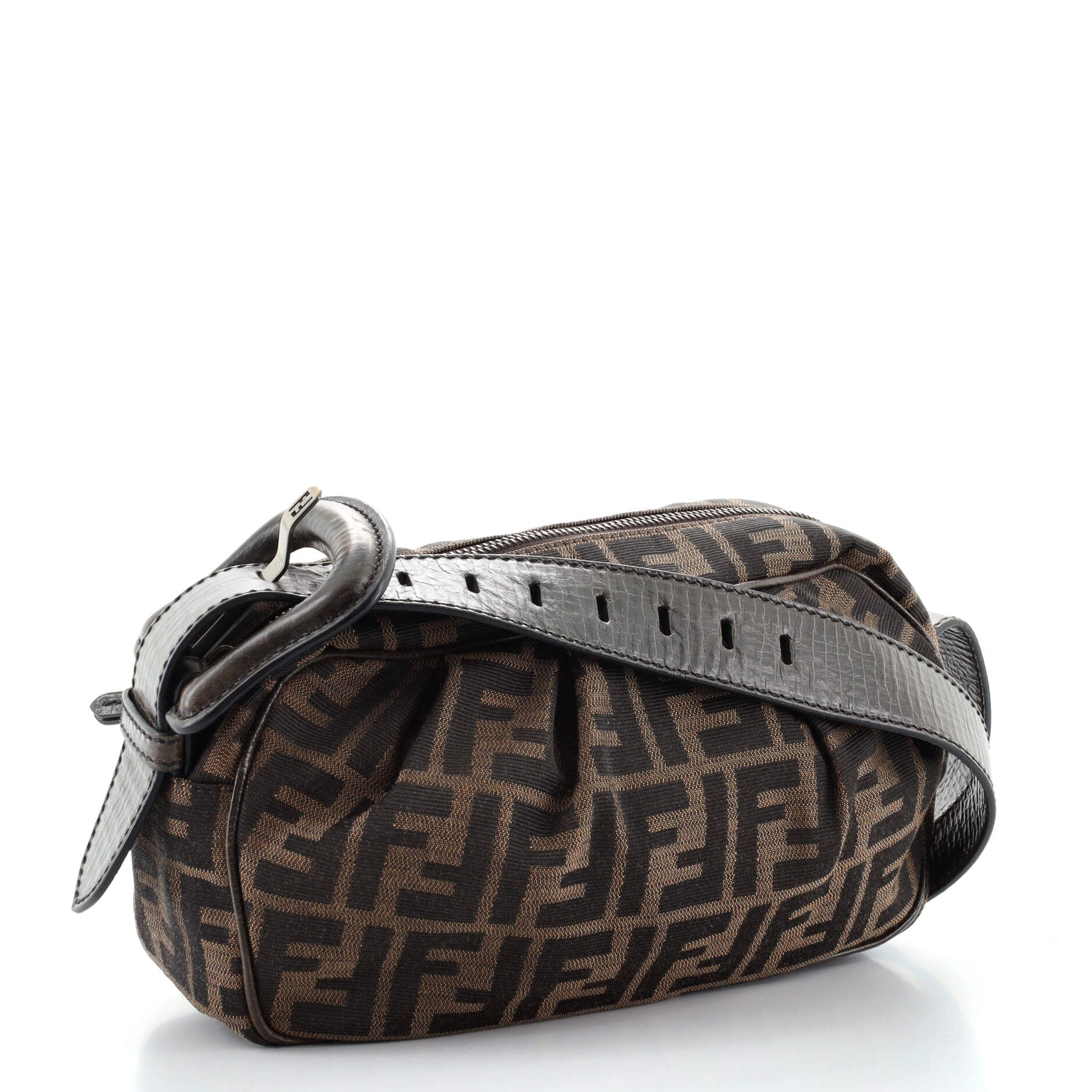 Vintage Buckle Shoulder Bag Zucca Canvas Mini