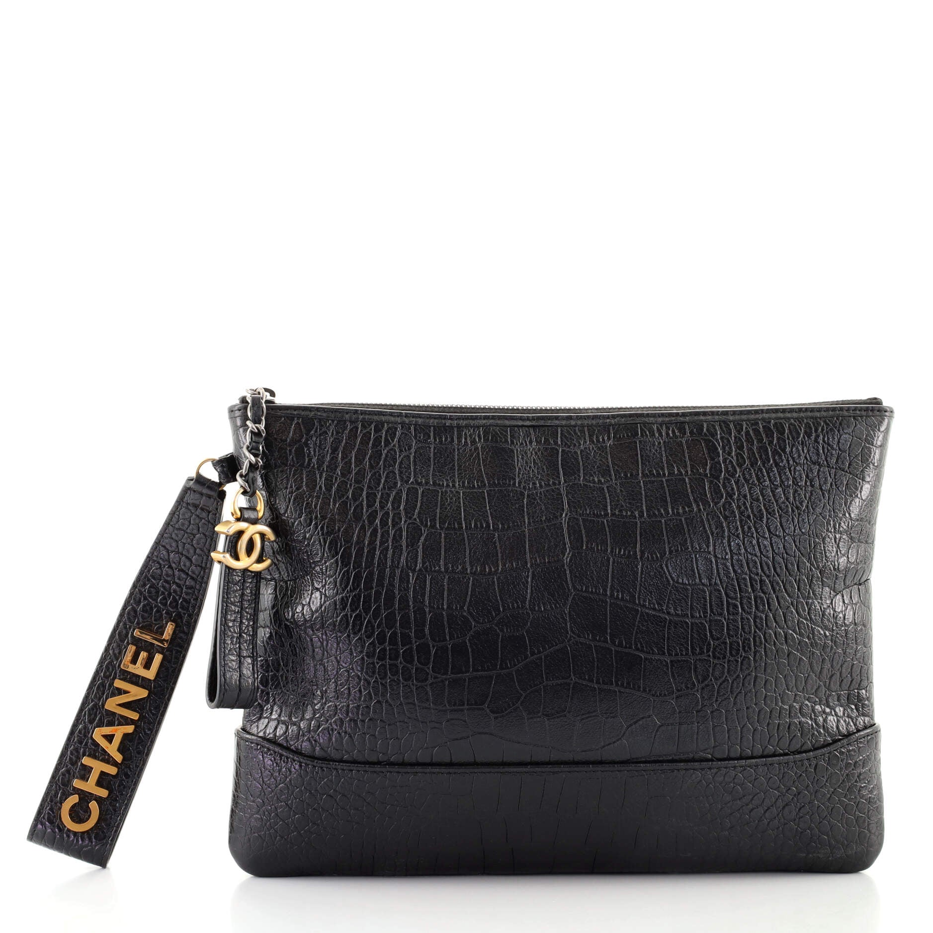 Gabrielle O Case Clutch Crocodile Embossed Calfskin Medium
