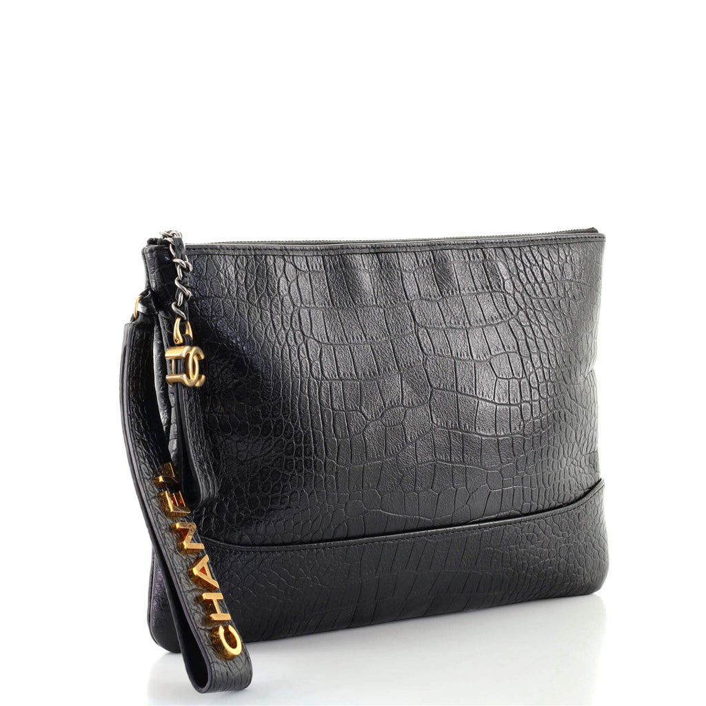 Gabrielle O Case Clutch Crocodile Embossed Calfskin Medium