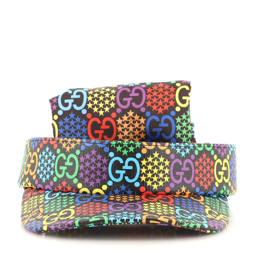 Sun Visor Psychedelic Print GG Coated Canvas Large