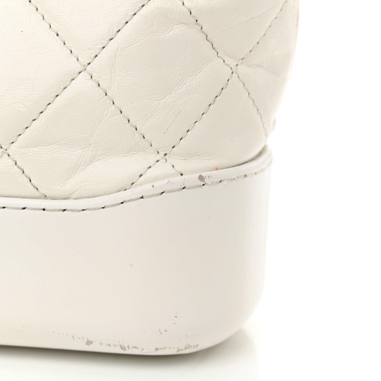 Aged Calfskin Quilted Small Gabrielle Hobo White