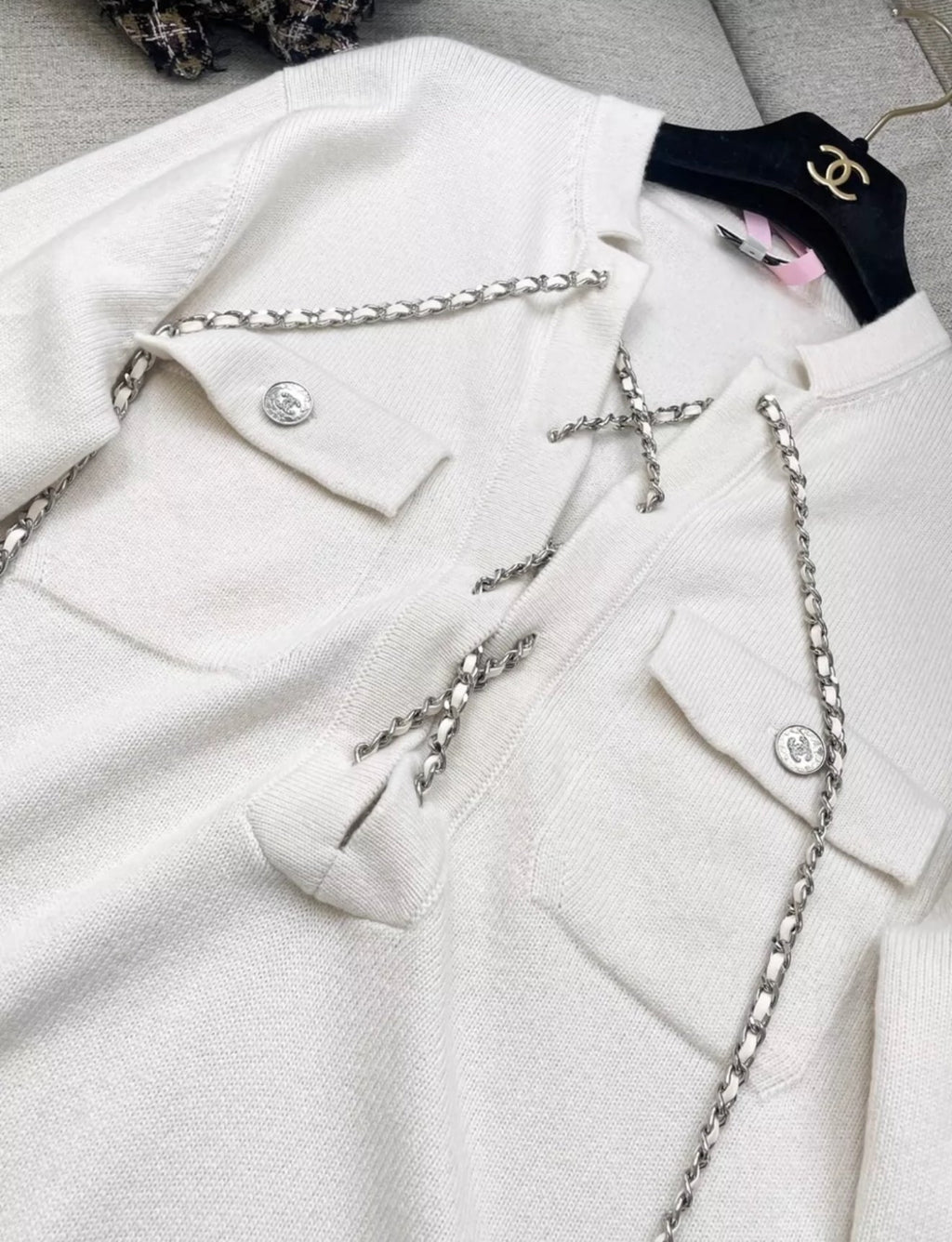 Chanel 23P off-white cashmere sweater