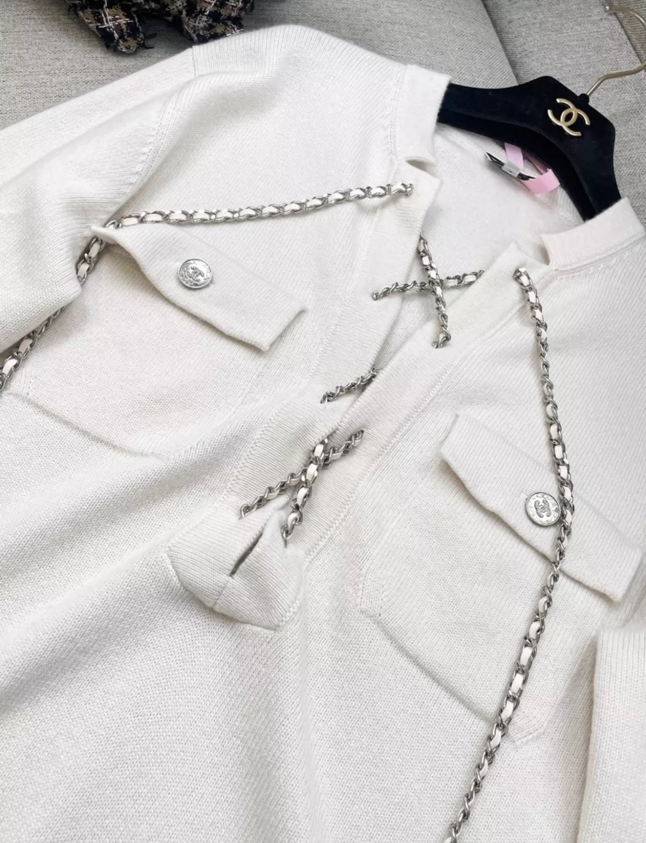 Chanel 23P off-white cashmere sweater