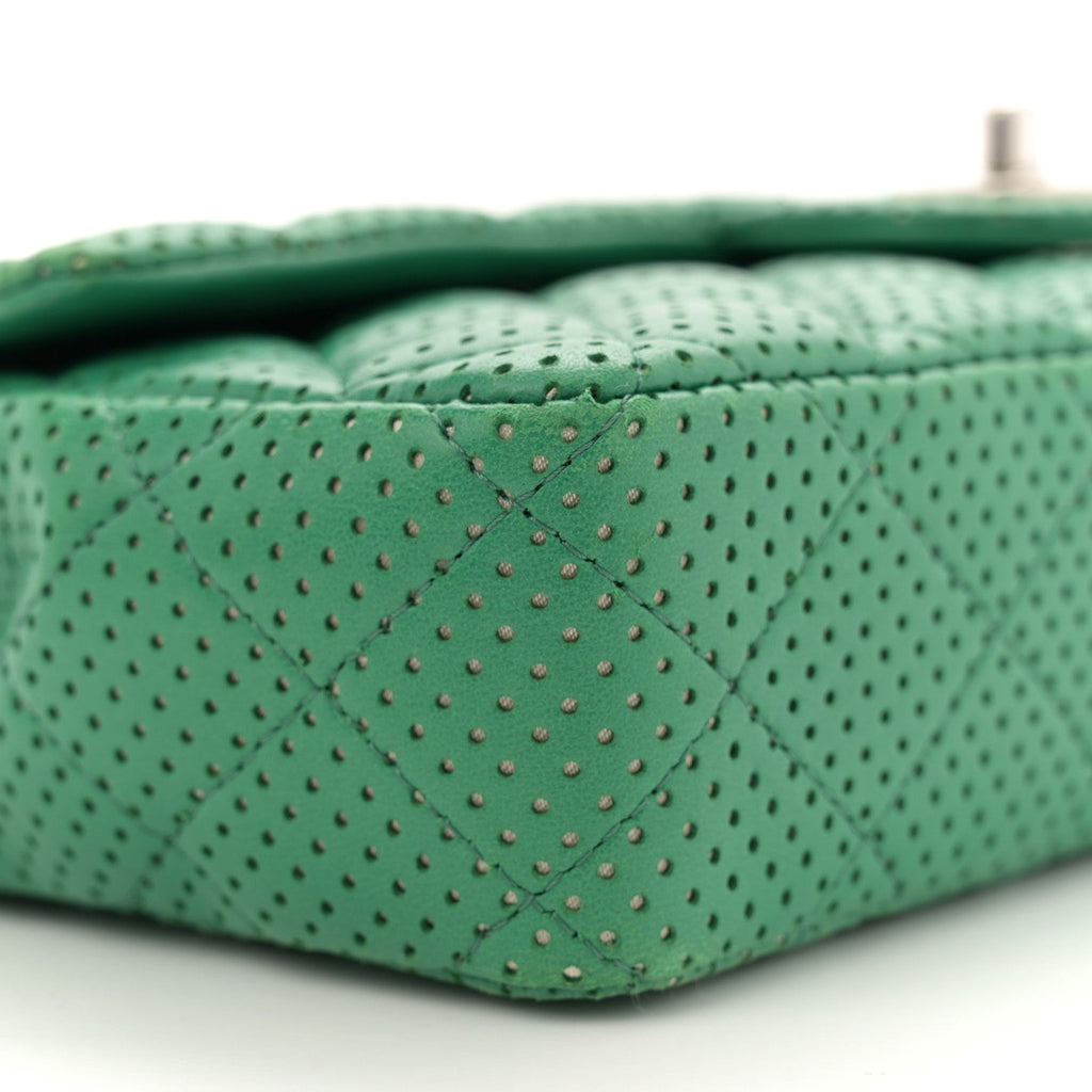 Lambskin Perforated East West Flap Green