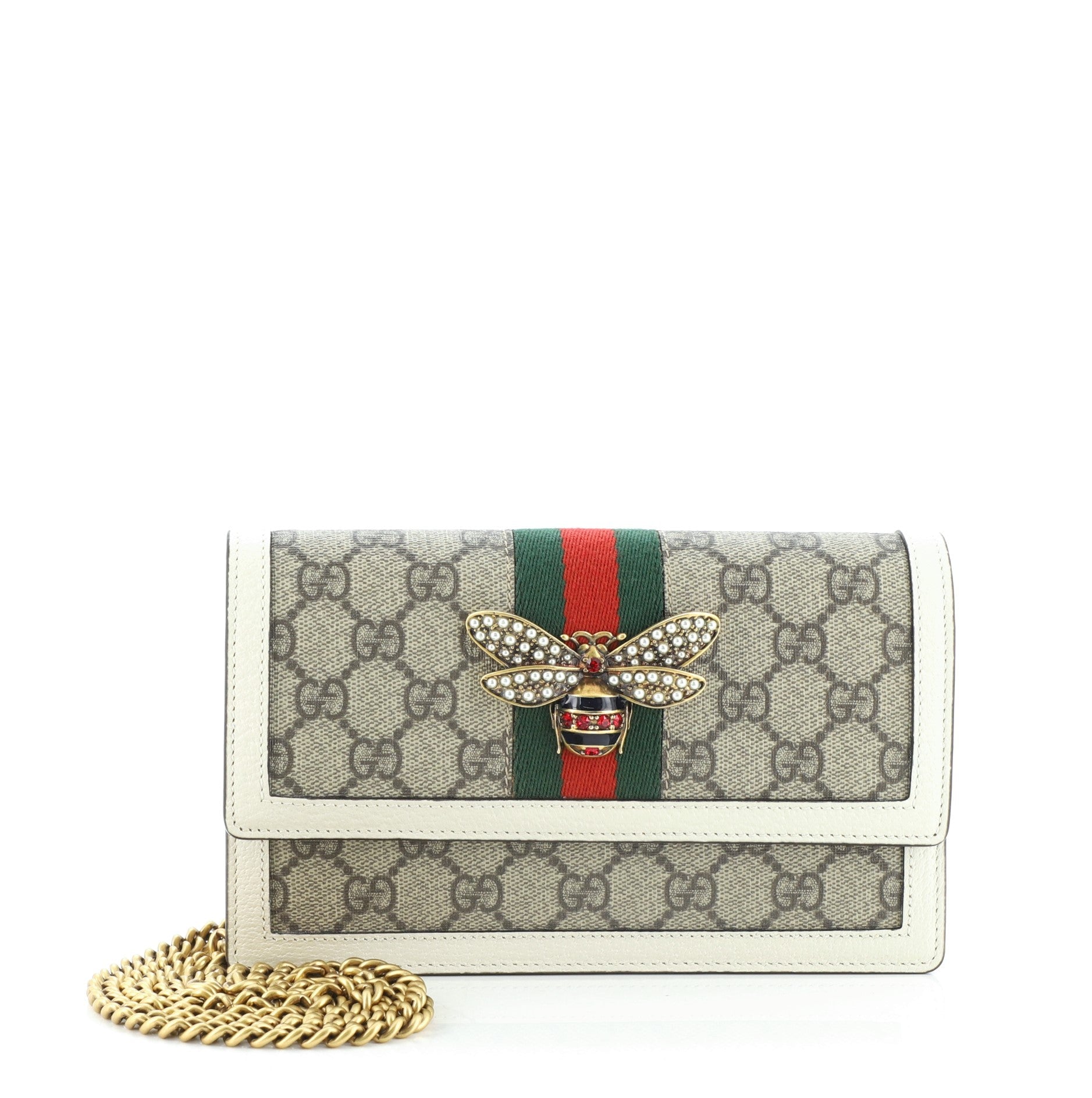Queen Margaret Chain Wallet GG Coated Canvas Mini